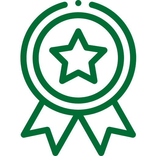 A green rosette - showing that we have achieved prestigious awards
