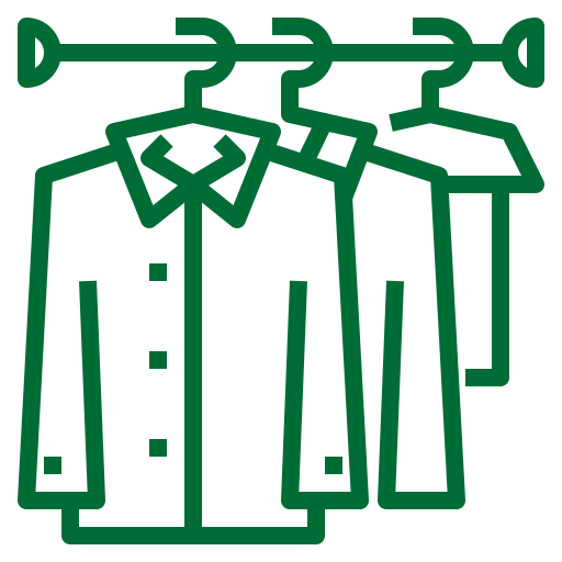 A bespoke tailor wardrobe- cartoon in green